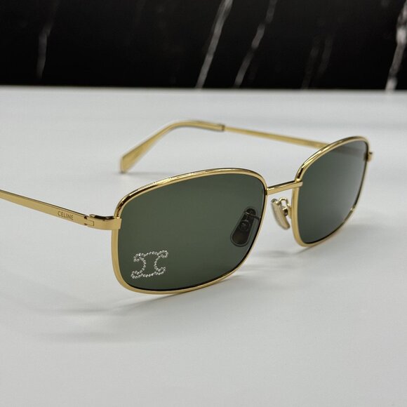 NEW CELINE CL40285U 30N SQUARE GOLD GREEN SUNGLASSES WOMEN CELINE - Picture 6 of 11